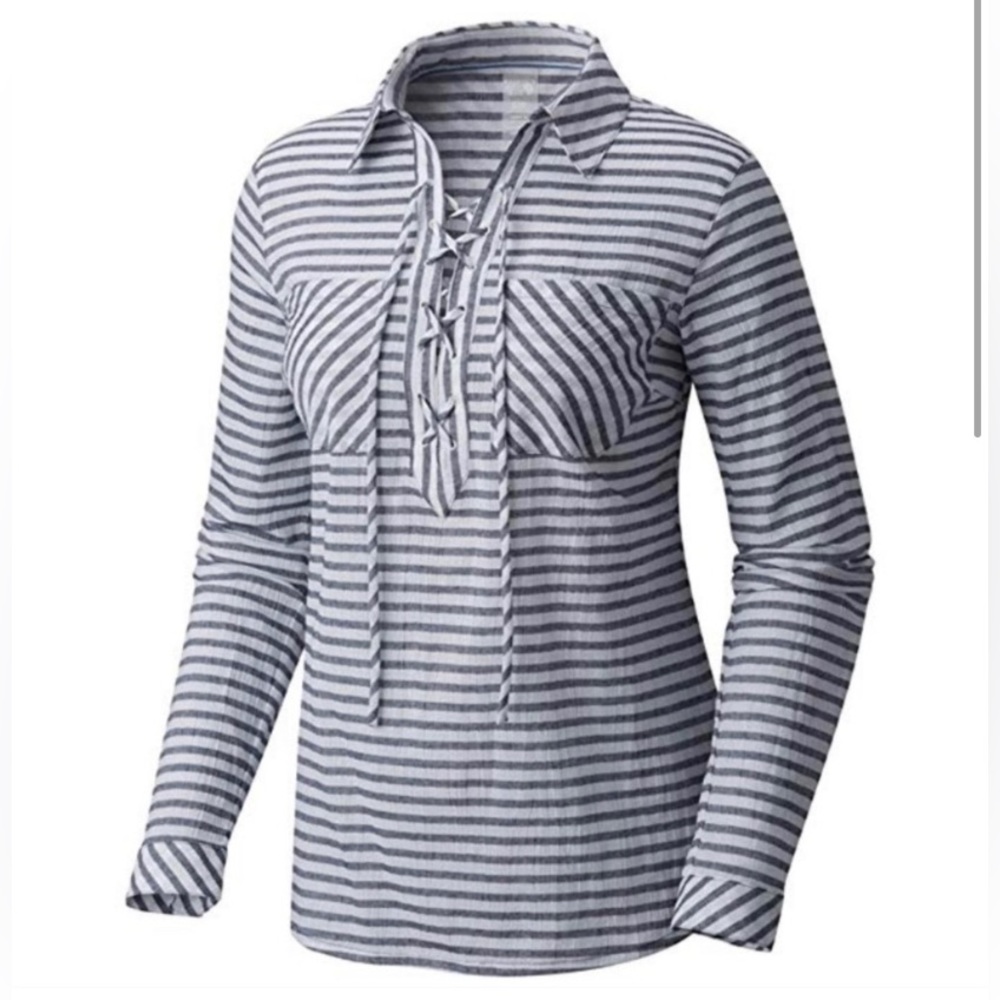 NWOT Mountain Hardwear nautical lace up pullover collared shirt
